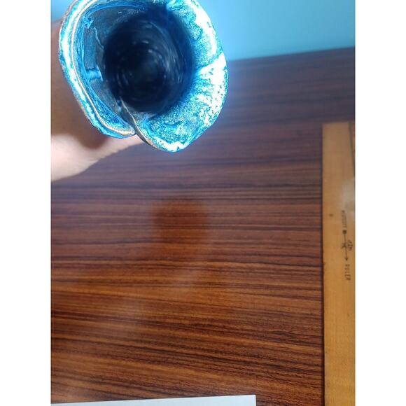 Inspired Art Dripping Blue Expression Vase Waterfall Effect 9 Inch Tall - Picture 13 of 15